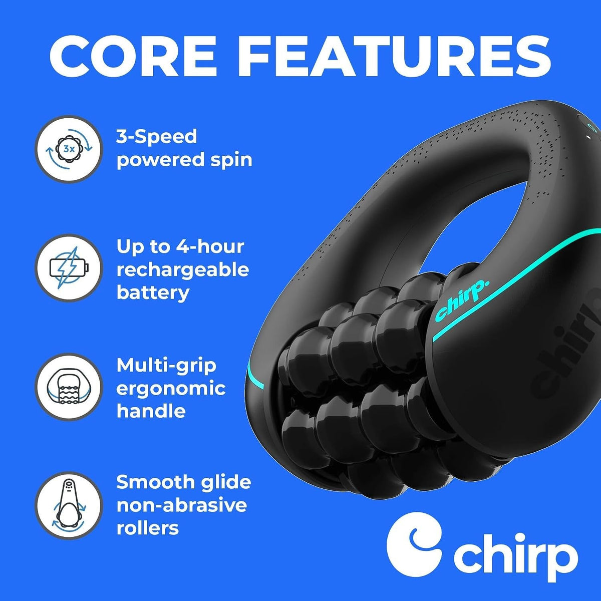 Hand-held Massager Chirp RPM Mini 3 X 8 X 8" - R-RPM-3-BK-R-Single - LL Medico