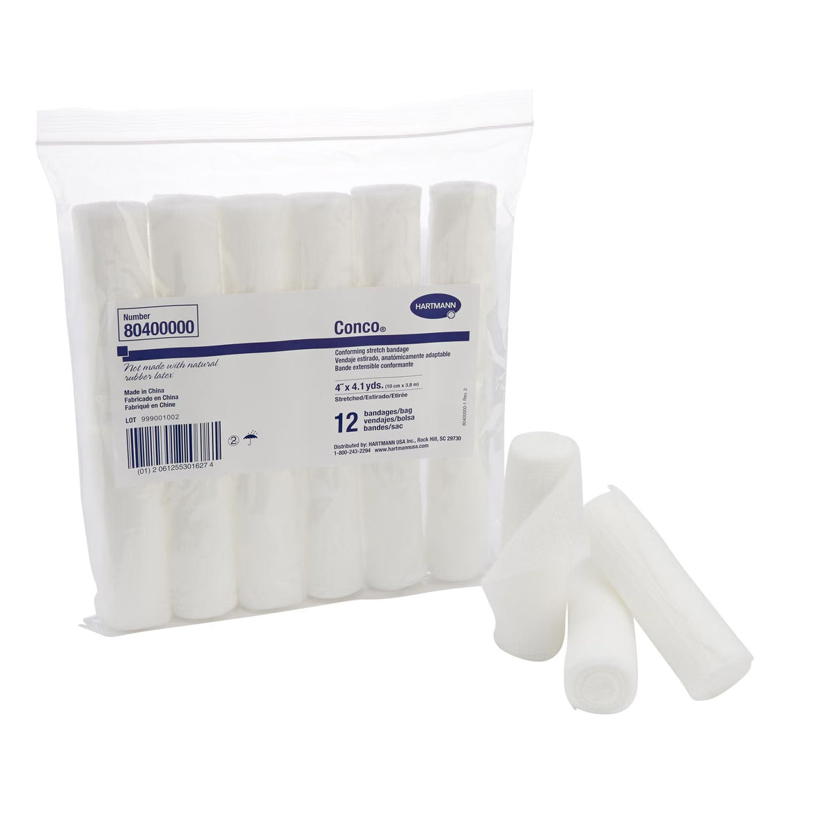 Hartmann Conco Conforming Stretch Bandage, Non-Sterile, 4" x 4.1 Yard - 80400000-Box - LL Medico