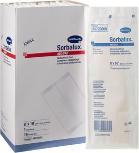 Hartmann Sorbalux ABD Sterile Abdominal Pad, 8" x 10", One-Ply - 48720000-Box - LL Medico