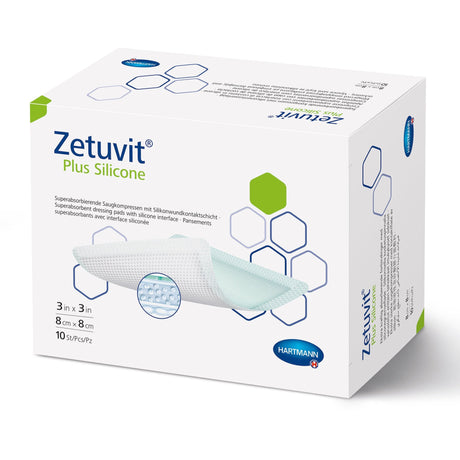 Hartmann Zetuvit Plus Silicone Super Absorbent Dressing, Sterile, Adhesive, Square - 413811-Single - LL Medico