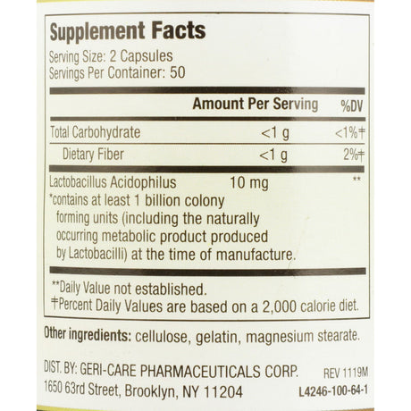 Health Star Acidophilus Probiotic Dietary Supplement, 10 mg, Capsule - 866-01-HST-Bottle - LL Medico