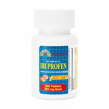 Health Star Ibuprofen Pain Relief, 200 mg, Tablet - 941-20-HST-Bottle - LL Medico