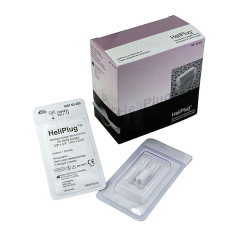 HeliPlug Absorbable Collagen Wound Dressing, box with single sterile pouch