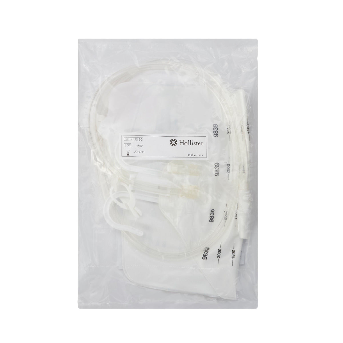 Hollister Urinary Drain Bag with Anti-Reflux Valve, Sterile, 2000 mL, Vinyl - 9839-Single - LL Medico