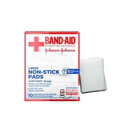 Band-Aid Hurt-Free Non-Stick Pads Large 3 x 4 Inch