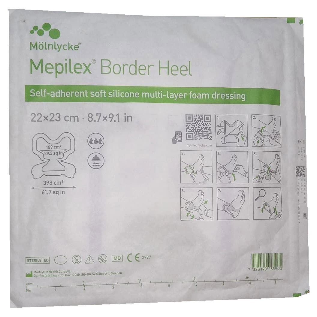 Mepilex Border Heel Foam Dressing, 8-3/5 x 9 Inch