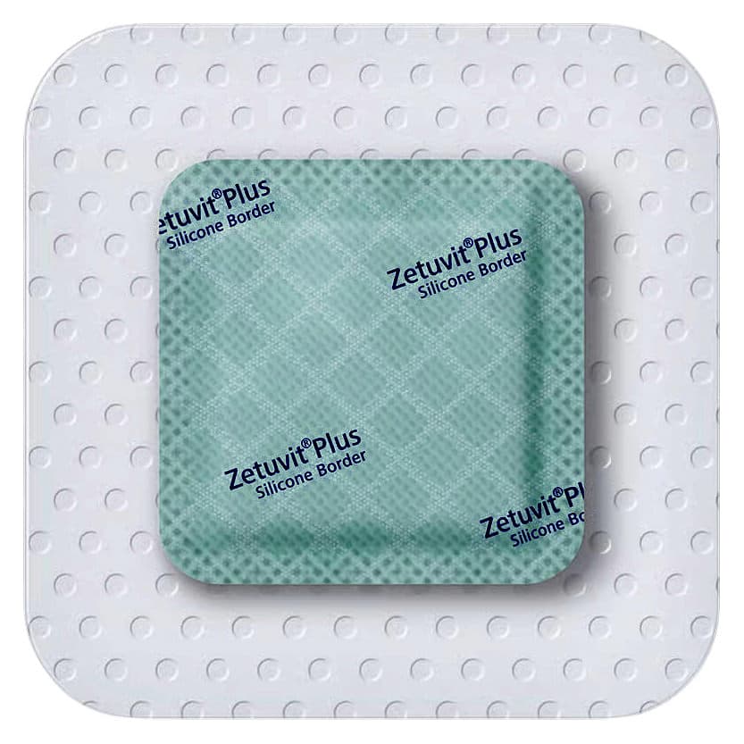 Zetuvit Plus Silicone Border Super Absorbent Dressing, 6 x 6 Inch