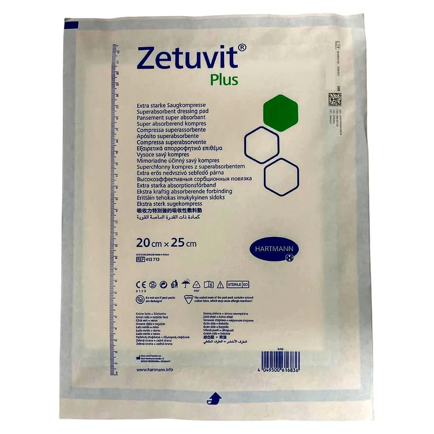 Zetuvit Plus Silicone Super Absorbent Dressing, 8 x 10 Inch