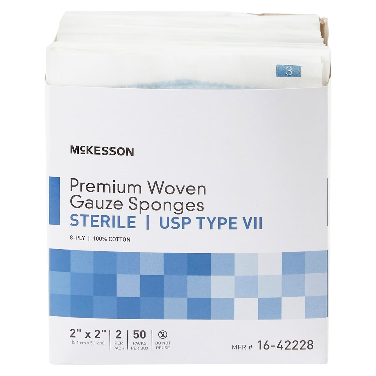 McKesson USP Type VII Gauze Sponge, 2 x 2 Inch, 12-Ply