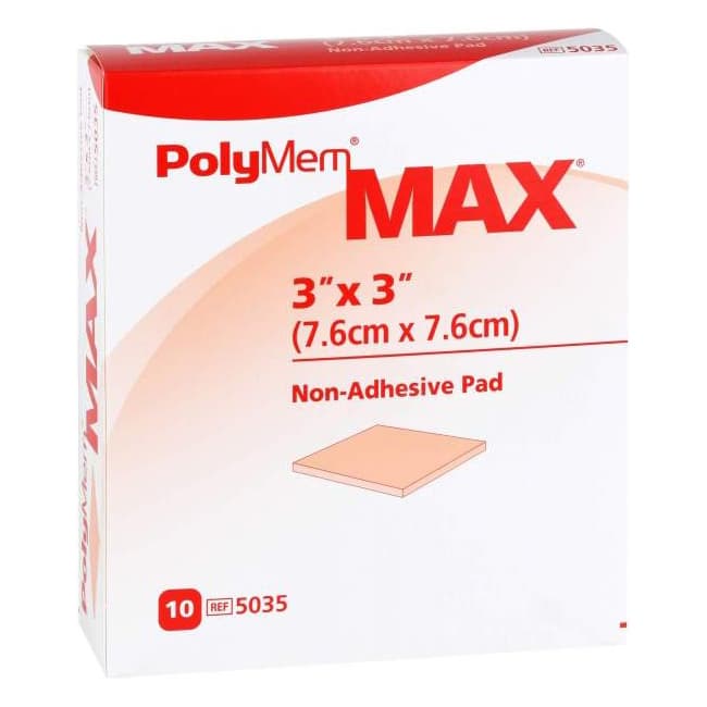 PolyMem Max Nonadhesive Without Border Foam Dressing, 3 x 3 Inch