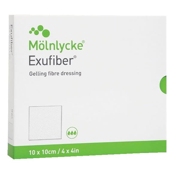 Molnlycke Exufiber Gelling Fiber Dressing, 4 x 4-4/5 Inch
