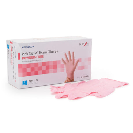McKesson Pink Nitrile Exam Gloves, Powder-Free