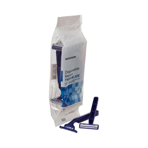 McKesson Disposable Razor, Twin Blade, Ribbed Handle, Lubricated Strip