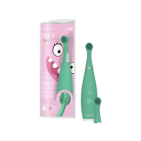 ISSA baby Soft Silicone Sonic Toothbrush, Kiwi Green Panda