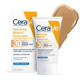 CeraVe Hydrating Mineral Sunscreen Medium Sheer Tint SPF 30 Lotion, Unscented, 1.7 fl oz
