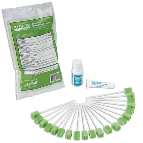 Toothette Oral Swab System with Perox-A-Mint Solution, Kit of 20 Swabs