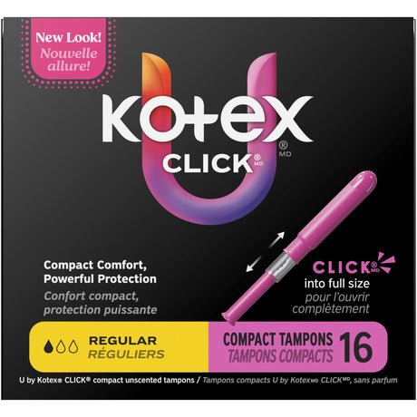 Kotex Click Compact Tampons, Regular Absorbency, Unscented