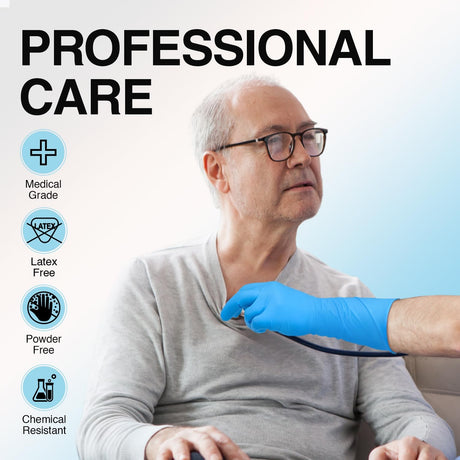 Esteem XP Extended Cuff Length Exam Glove, Nitrile, Blue