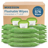 McKesson Flushable Wipes, Fragrance Free, 7" x 6.9"