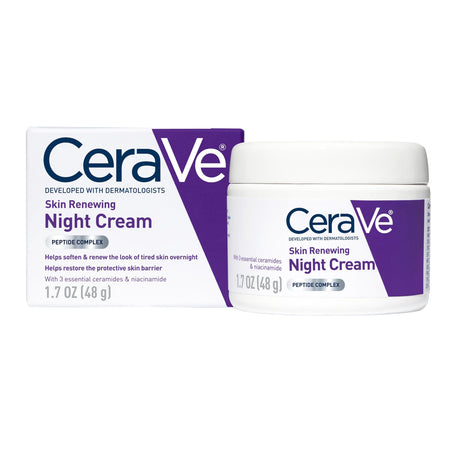 CeraVe Skin Renewing Night Cream, Unscented, 1.7 oz Jar