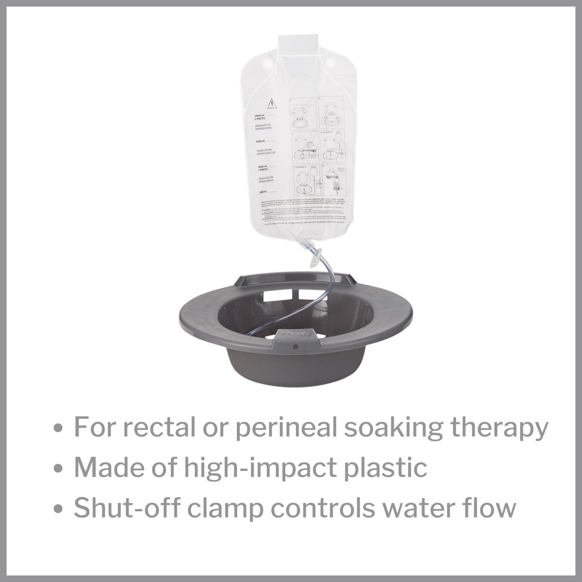 McKesson Round Sitz Bath Graphite, 2000 mL Bag