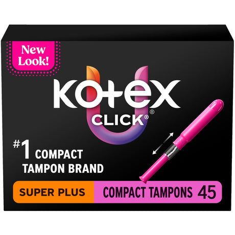 Kotex Click Compact Tampons, Super Plus Absorbency, Unscented