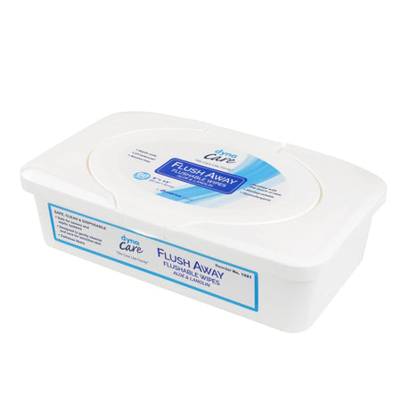DynaCare Flush Away Flushable Wipes, Aloe & Lanolin, 60 Count Tub
