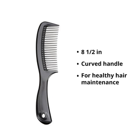 McKesson Handle Comb, Plastic, Black, 8.5"
