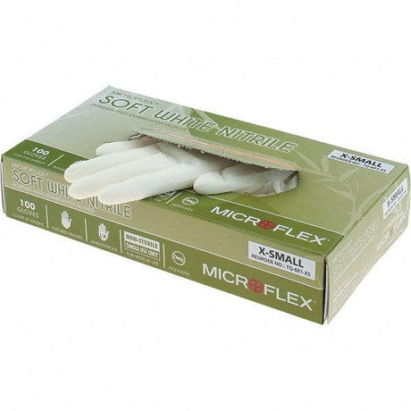 Microflex TQ-601 Soft White Nitrile Exam Gloves, Powder-Free