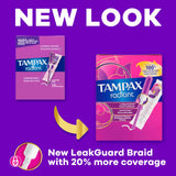 Tampax Radiant Tampons, Regular Absorbency, Unscented, Plastic Applicator, 84 Count - 07301071306 - LL Medico