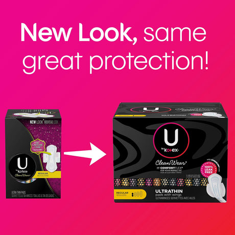 U by Kotex CleanWear Ultra Thin Pads, Regular Absorbency, Unscented