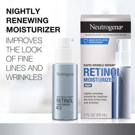 Neutrogena Rapid Wrinkle Repair Retinol Moisturizer Night Lotion, Unscented, 1 fl oz