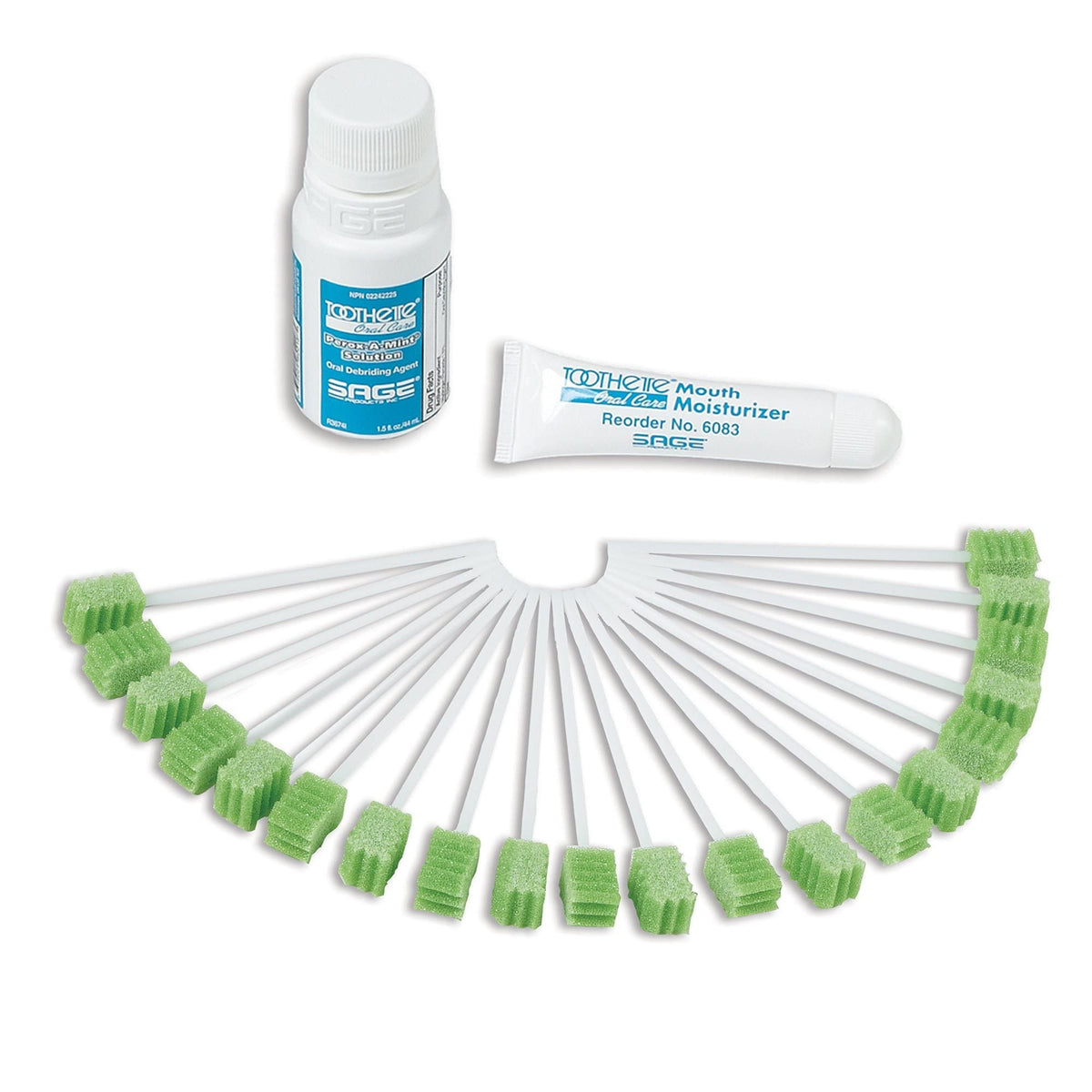 Toothette Oral Swab System with Perox-A-Mint Solution, Kit of 20 Swabs