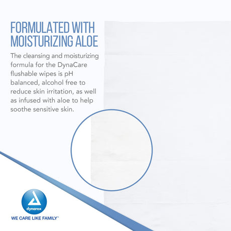 DynaCare Flush Away Flushable Wipes, Aloe & Lanolin, 60 Count Tub
