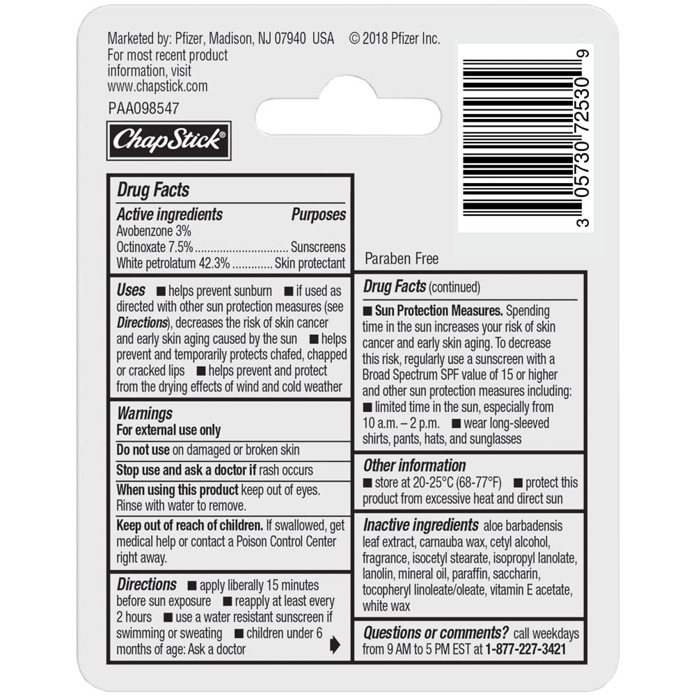 ChapStick Classic Original Skin Protectant Lip Balm, 0.15 oz