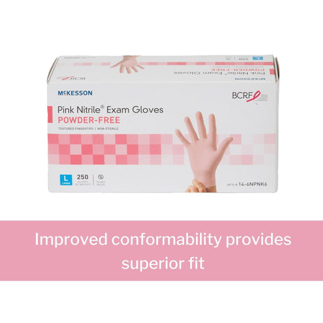 McKesson Pink Nitrile Exam Gloves, Powder-Free