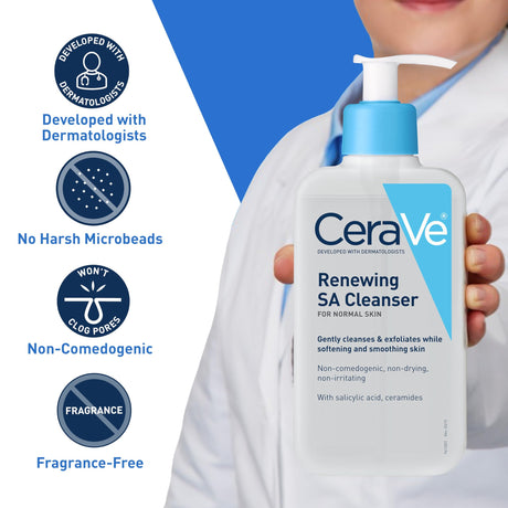 CeraVe Renewing SA Cleanser Liquid, Unscented, 8 fl oz