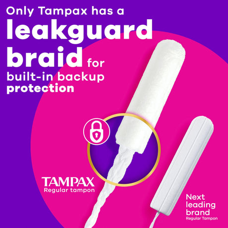 Tampax Radiant Tampons Duopack Regular/Super Absorbency Unscented, Plastic Applicator, 84 Count