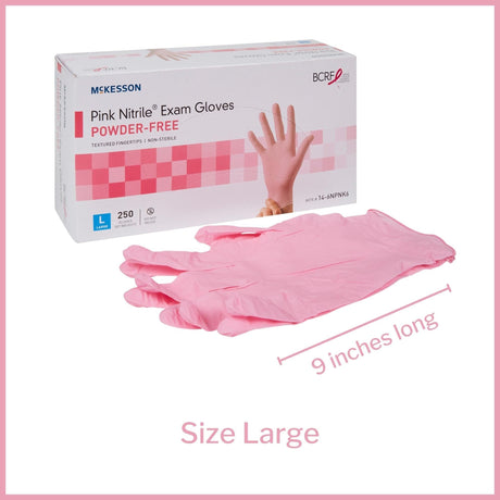 McKesson Pink Nitrile Exam Gloves, Powder-Free