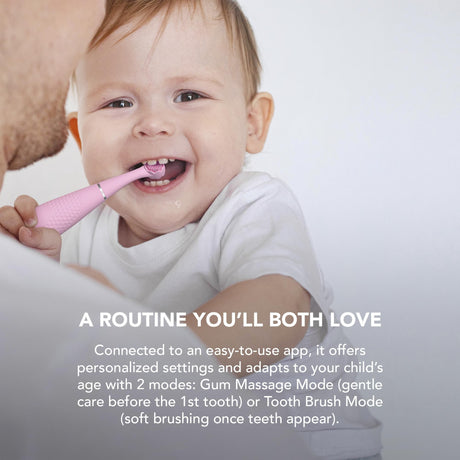 ISSA baby Soft Silicone Sonic Toothbrush, Pearl Pink Bunny
