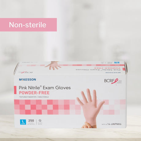 McKesson Pink Nitrile Exam Gloves, Powder-Free