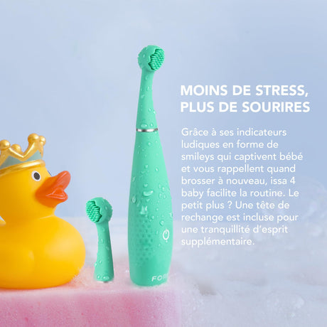ISSA baby Soft Silicone Sonic Toothbrush, Kiwi Green Panda