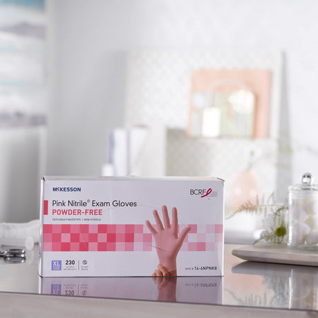 McKesson Pink Nitrile Exam Gloves, Powder-Free