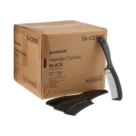 McKesson Handle Comb, Plastic, Black, 8.5"