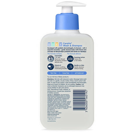 CeraVe Baby Wash & Shampoo, Unscented, 8 Fl Oz