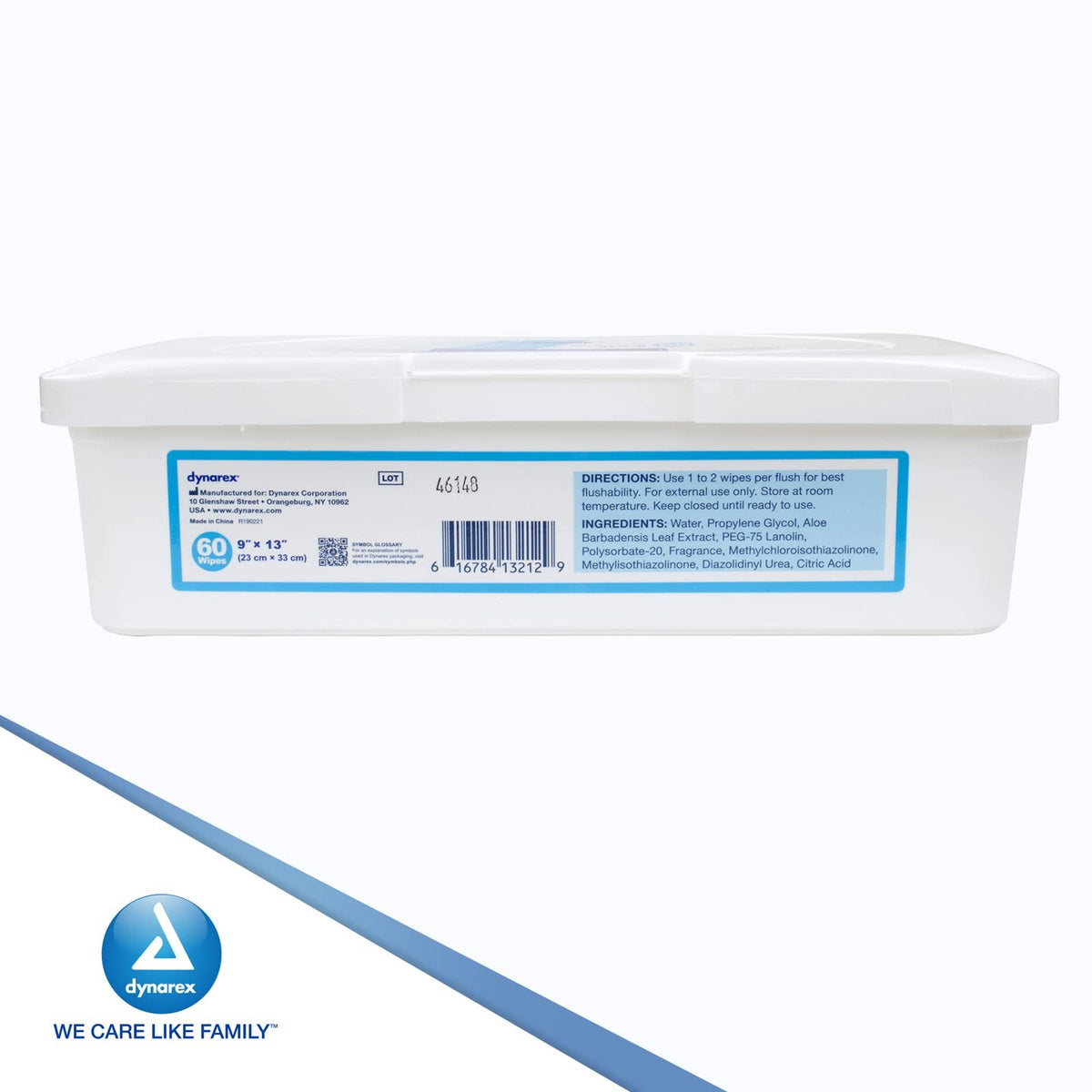 DynaCare Flush Away Flushable Wipes, Aloe & Lanolin, 60 Count Tub