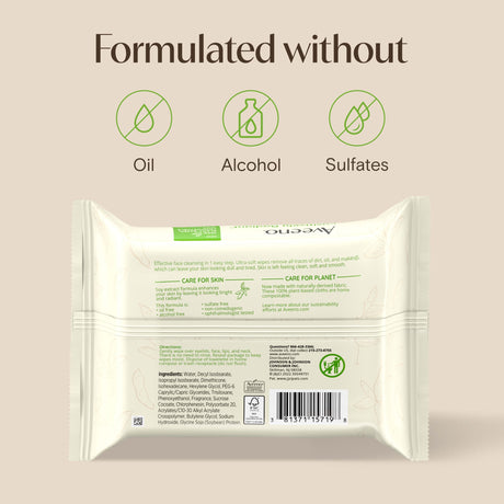 Aveeno Positively Radiant Makeup Removing Wipes, Scented, Pack of 25