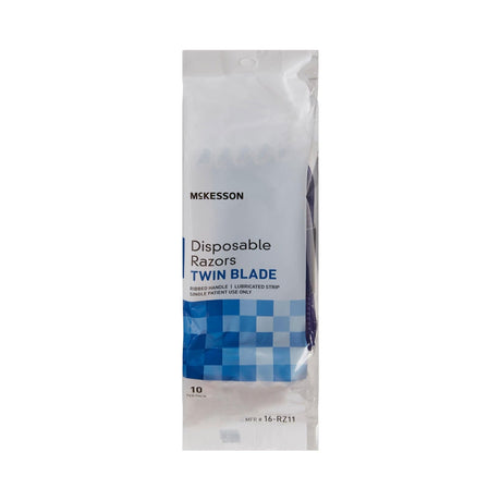 McKesson Disposable Razor, Twin Blade, Ribbed Handle, Lubricated Strip