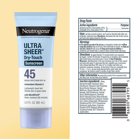Neutrogena Ultra Sheer Dry-Touch Sunblock SPF 45 Lotion, 3 fl oz