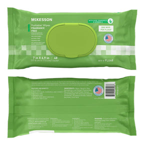 McKesson Flushable Wipes, Fragrance Free, 7" x 6.9"